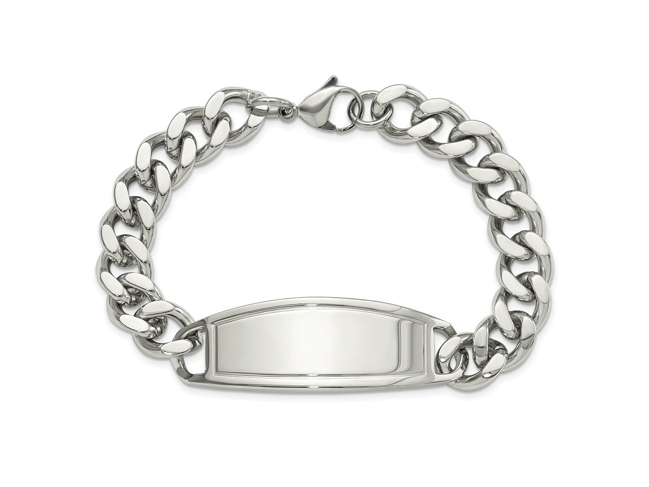 FJC Finejewelers Stainless Steel Curb Polished ID Bracelet 8.5 Inches x 11.15 mm
