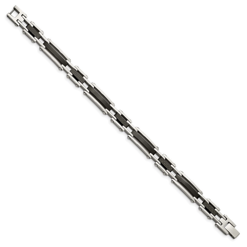FJC Finejewelers Stainless Steel Link Blk IP-plated with Solid Black Carbon Fiber Bracelet 8.25 Inches x 9.27 mm