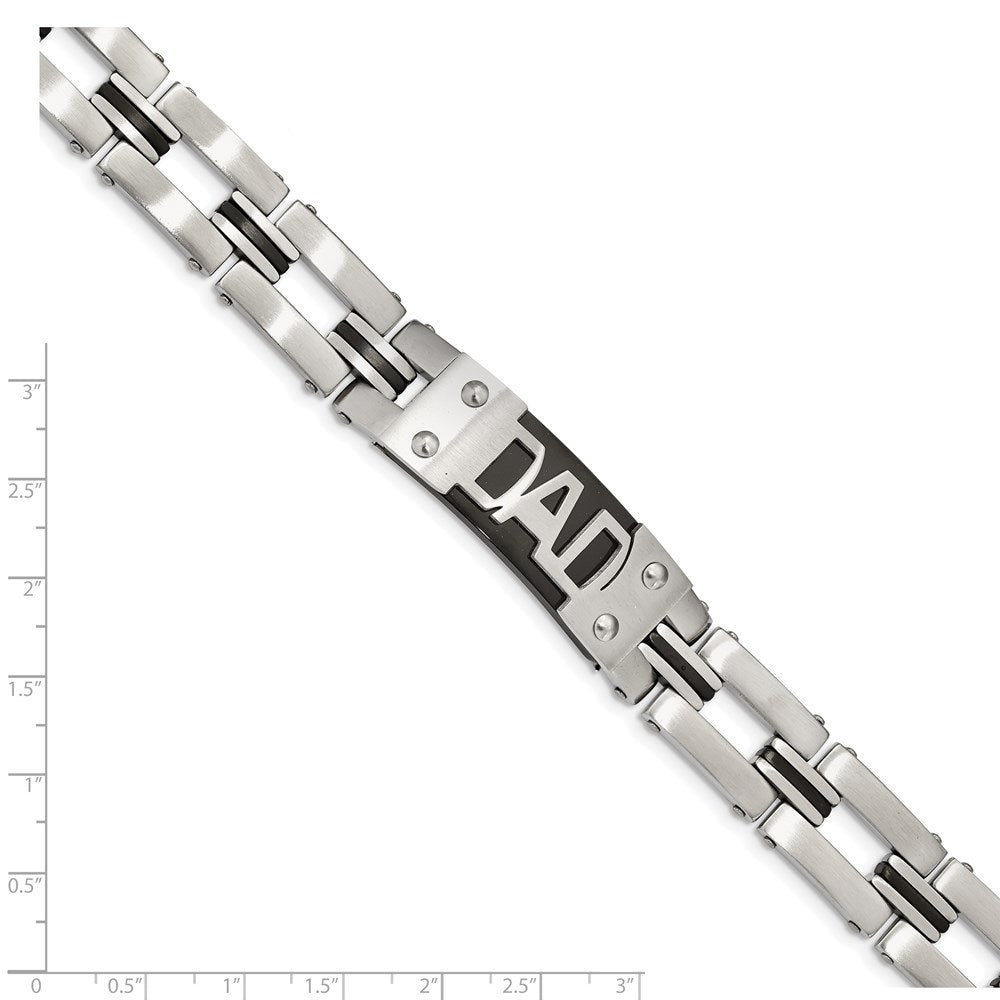 FJC Finejewelers Stainless Steel Link 9in Brushed and Black IP-plated DAD Bracelet 9 Inches x 16.29 mm