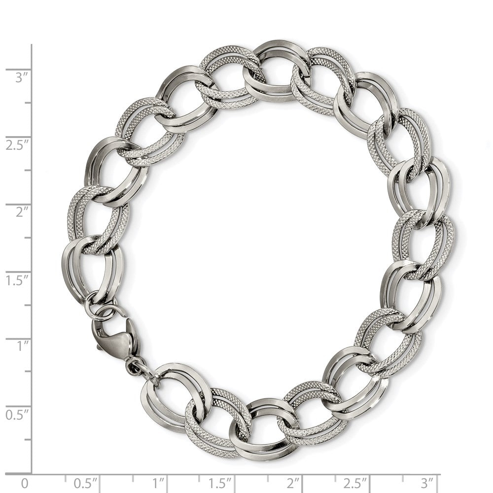 FJC Finejewelers Stainless Steel Curb Polished and Textured Link Bracelet 8 Inches x 11.44 mm