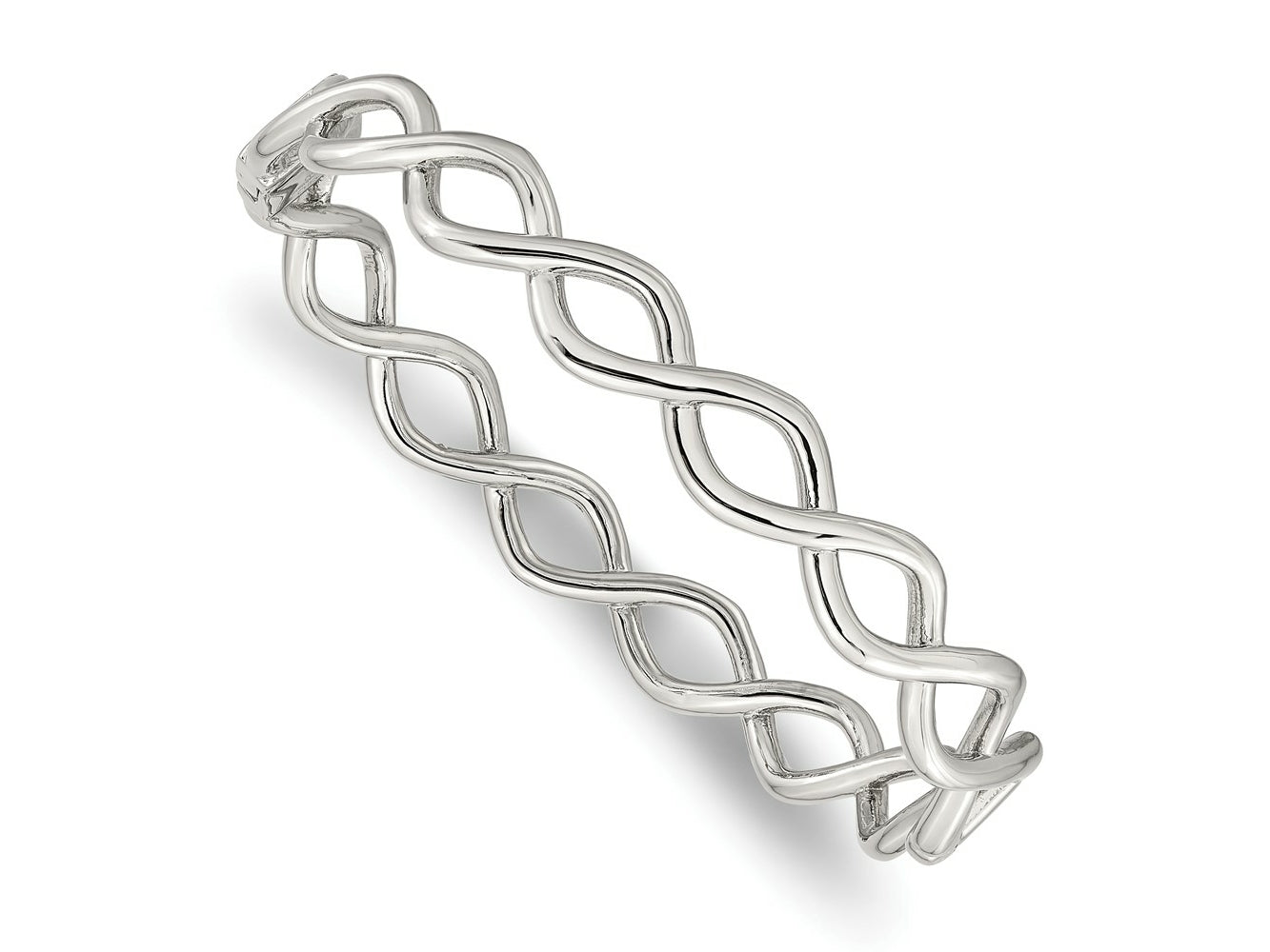 FJC Finejewelers Stainless Steel Polished Criss Cross Hinged Bangle 7 Inches x 9.75 mm Bracelet