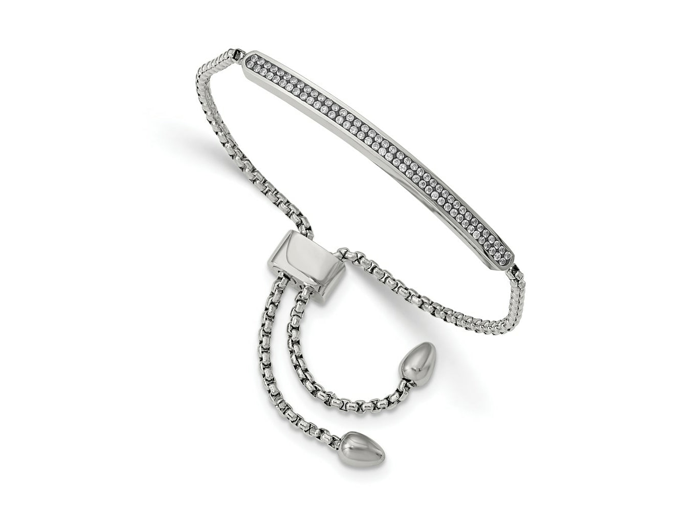 FJC Finejewelers Stainless Steel Adjustable and Stretch and Wrap with 2 Row CZ Bar Friendship Bracelet 3.52 mm