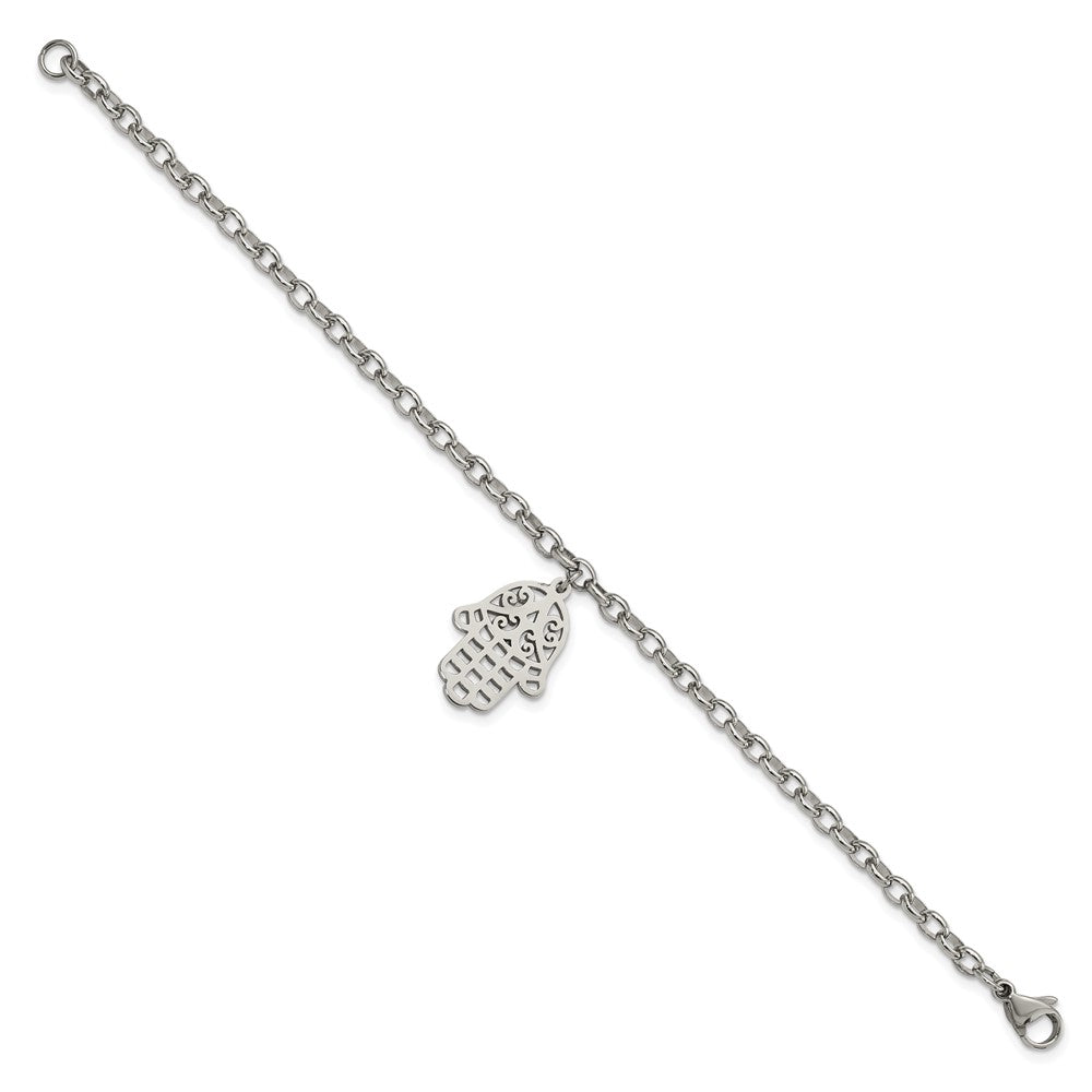 FJC Finejewelers Stainless Steel Bracelets with Station Chamseh/Hamsa 7in Bracelet 7 Inches x 15.03 mm