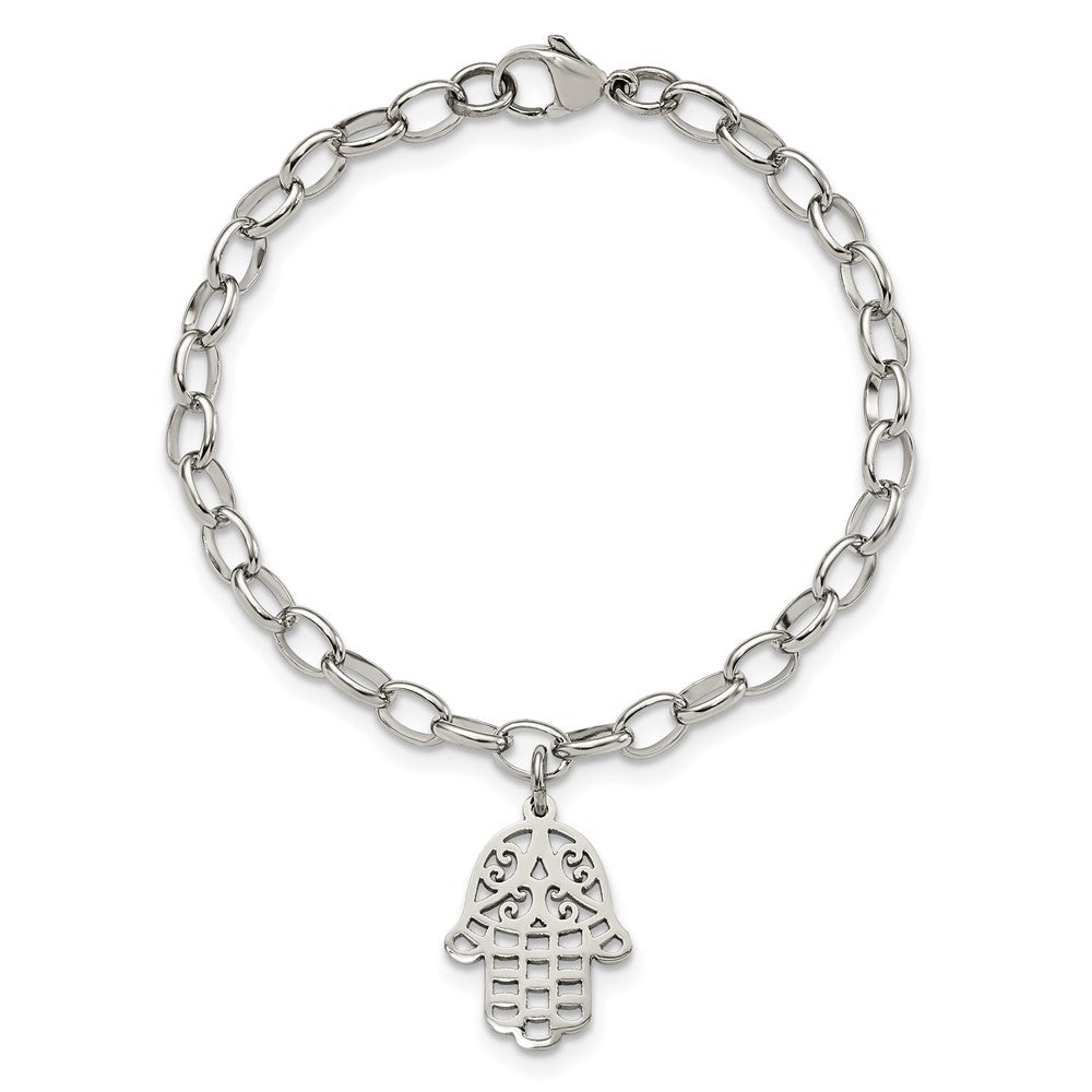 FJC Finejewelers Stainless Steel Bracelets with Station Chamseh/Hamsa 7in Bracelet 7 Inches x 15.03 mm