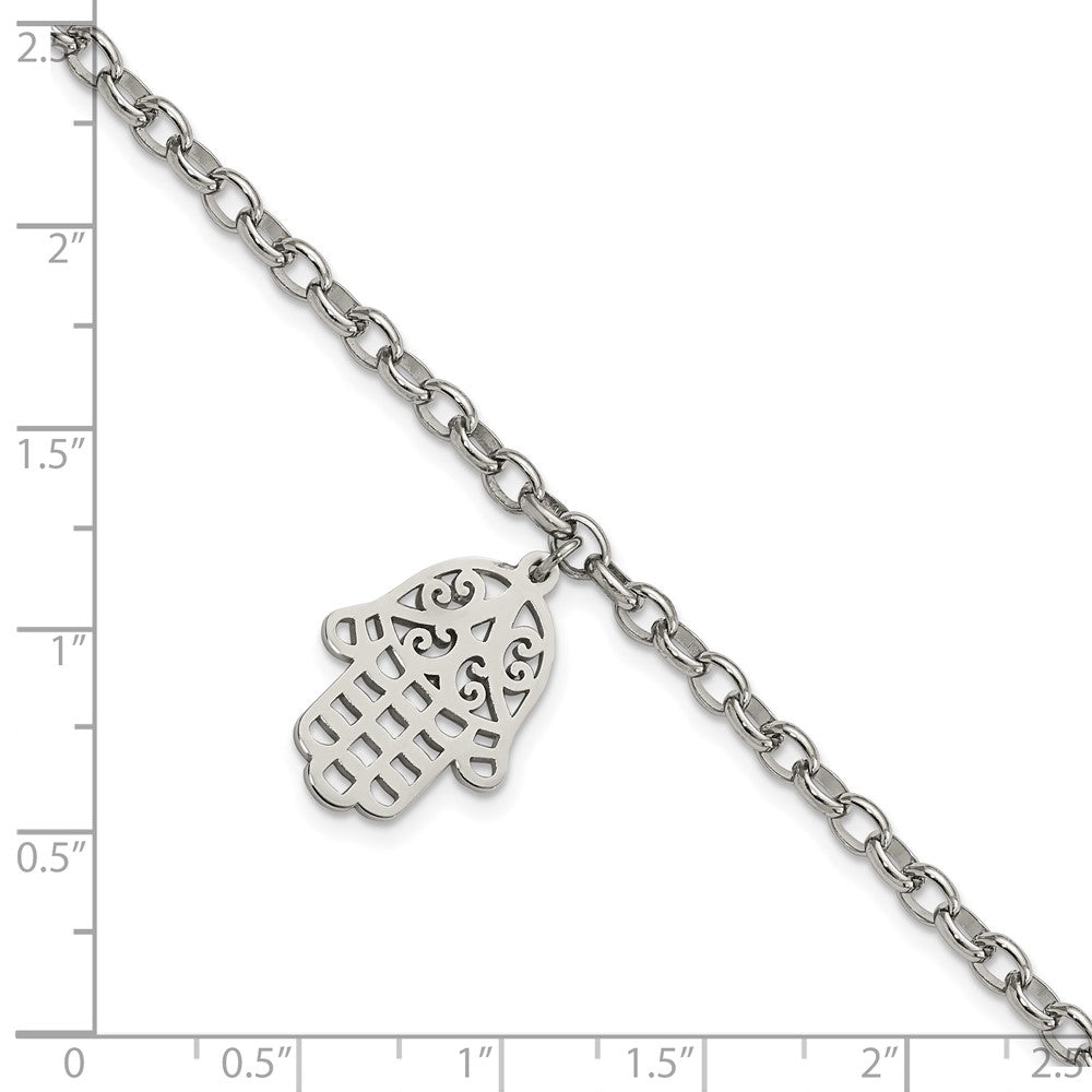 FJC Finejewelers Stainless Steel Bracelets with Station Chamseh/Hamsa 7in Bracelet 7 Inches x 15.03 mm