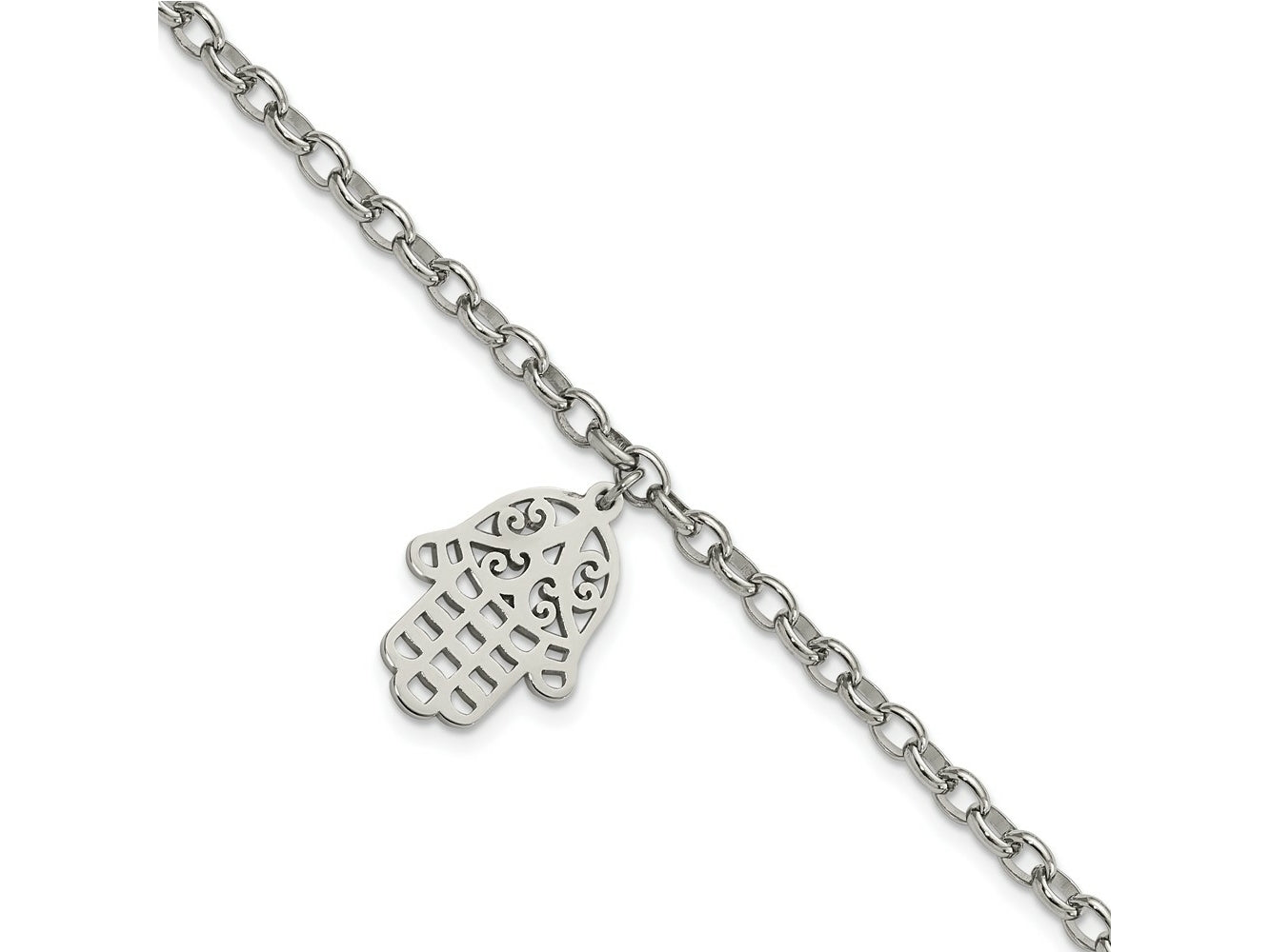 FJC Finejewelers Stainless Steel Bracelets with Station Chamseh/Hamsa 7in Bracelet 7 Inches x 15.03 mm