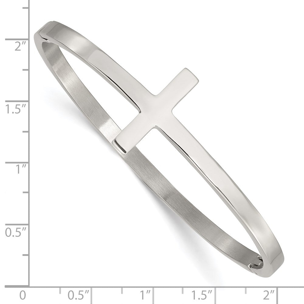 FJC Finejewelers Stainless Steel Polished Cross Hinged Bangle 6.75 Inches x 3.86 mm Bracelet