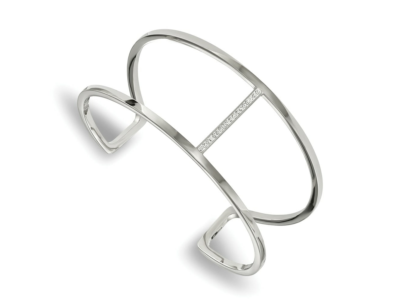 FJC Finejewelers Stainless Steel Polished with Preciosa Crystal Cuff Bangle 7 Inches x 29.5 mm