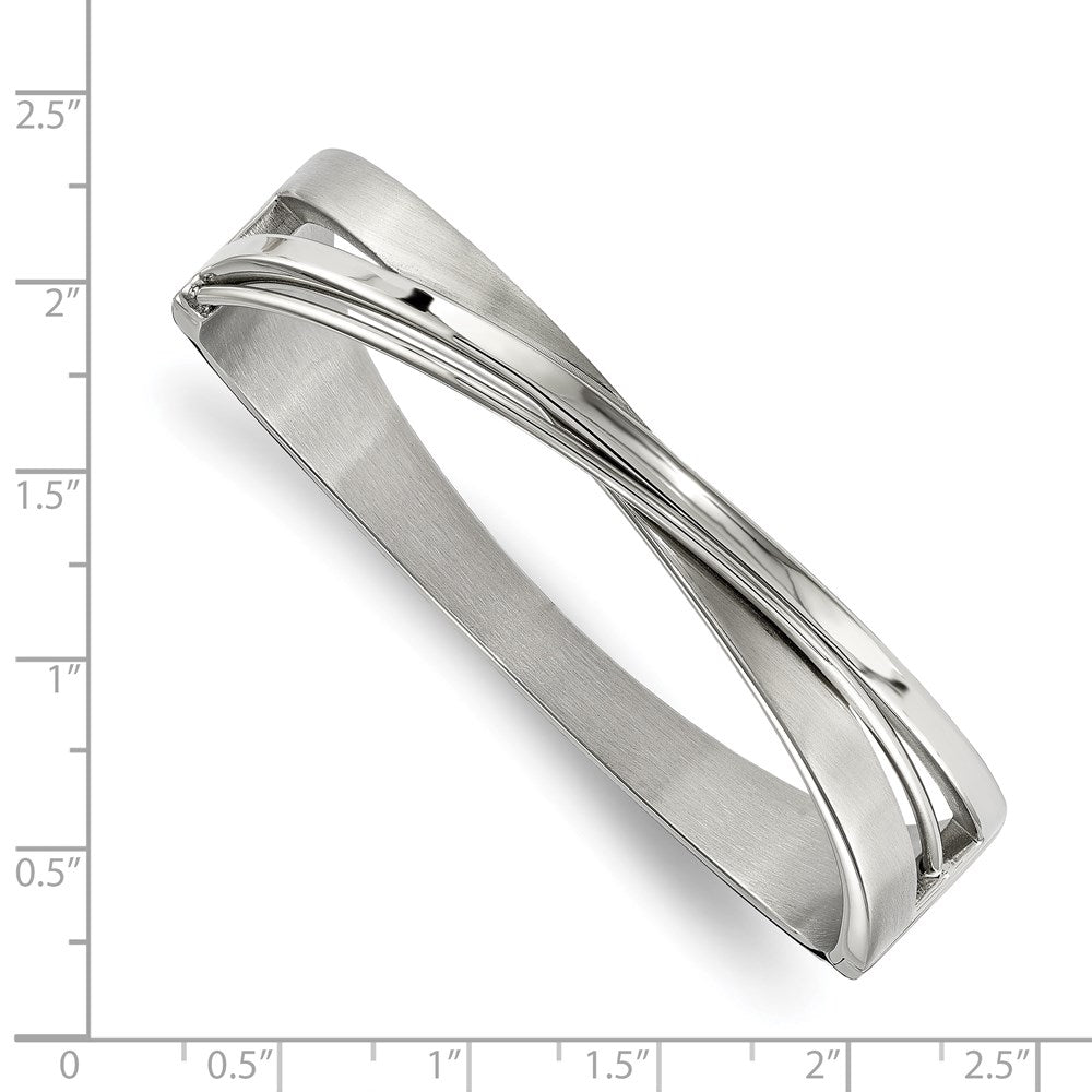 FJC Finejewelers Stainless Steel Brushed and Polished Twisted Hinged Bangle 6.75 Inches
