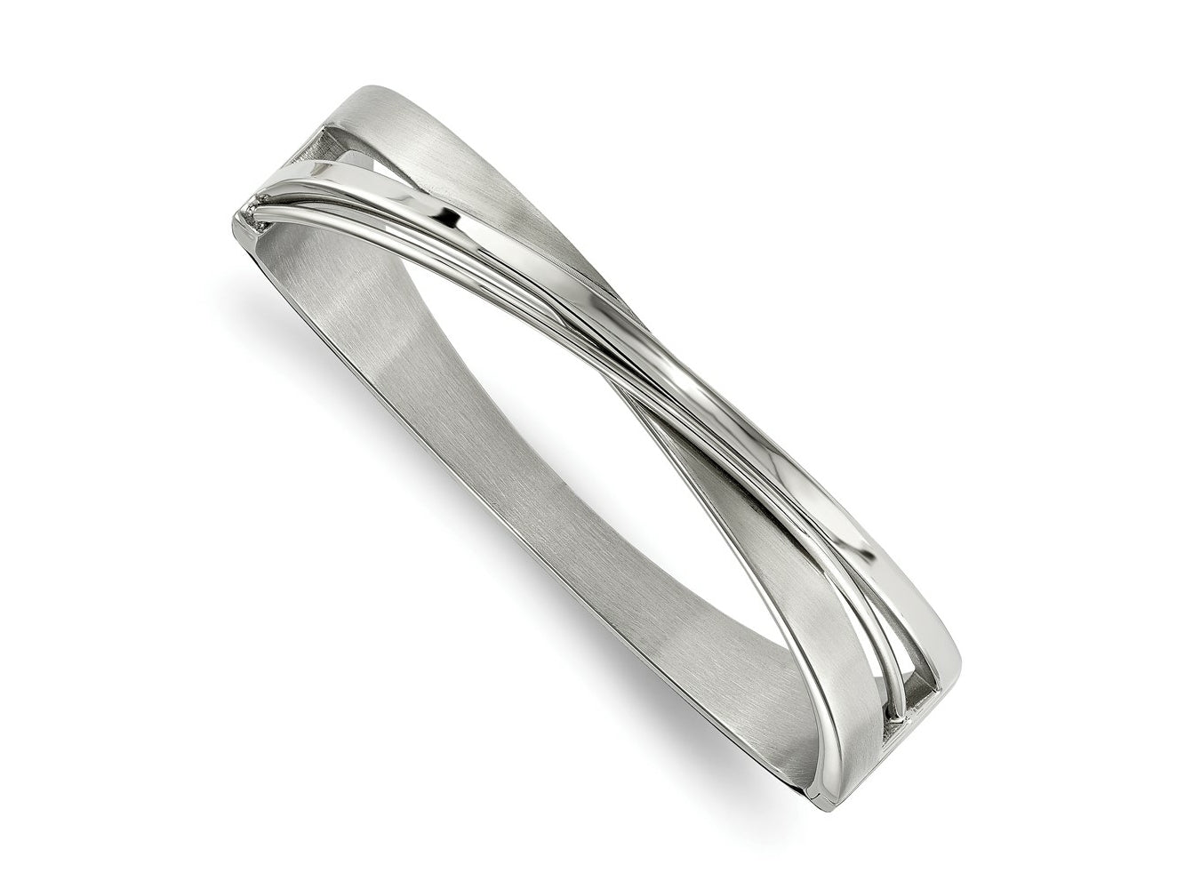 FJC Finejewelers Stainless Steel Brushed and Polished Twisted Hinged Bangle 6.75 Inches