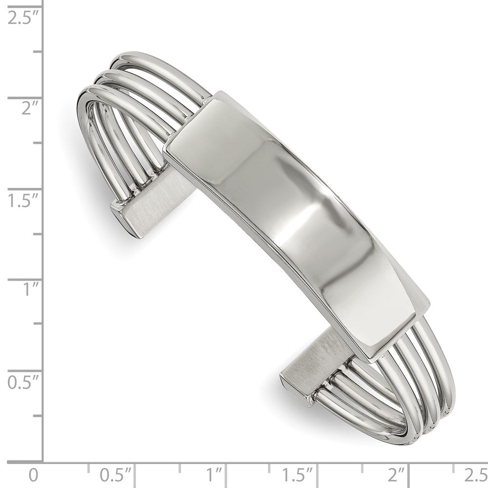 FJC Finejewelers Stainless Steel Polished ID Plate Cuff Bangle 6.75 Inches x 11.92 mm