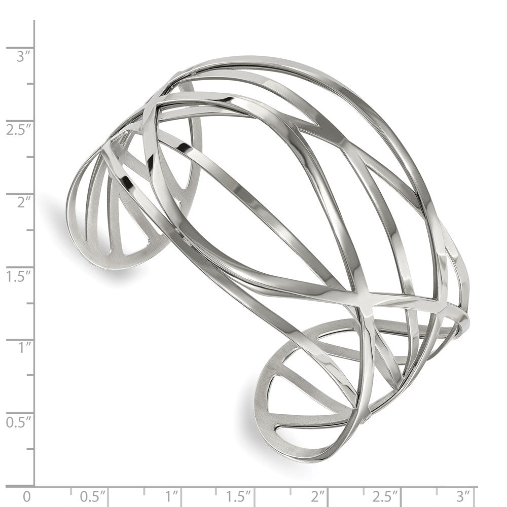 FJC Finejewelers Stainless Steel Polished Cuff Bangle 7 Inches x 43 mm