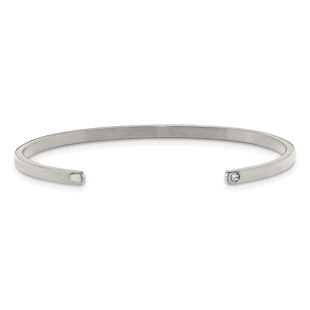 FJC Finejewelers Stainless Steel Enameled Polished Love with Crystal Cuff Bangle 6.75 Inches x 3 mm