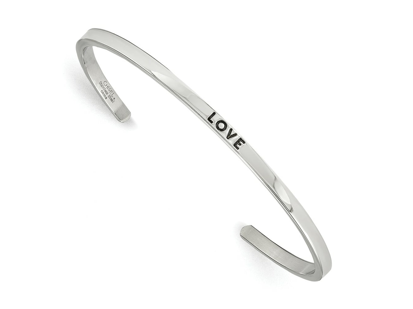 FJC Finejewelers Stainless Steel Enameled Polished Love with Crystal Cuff Bangle 6.75 Inches x 3 mm