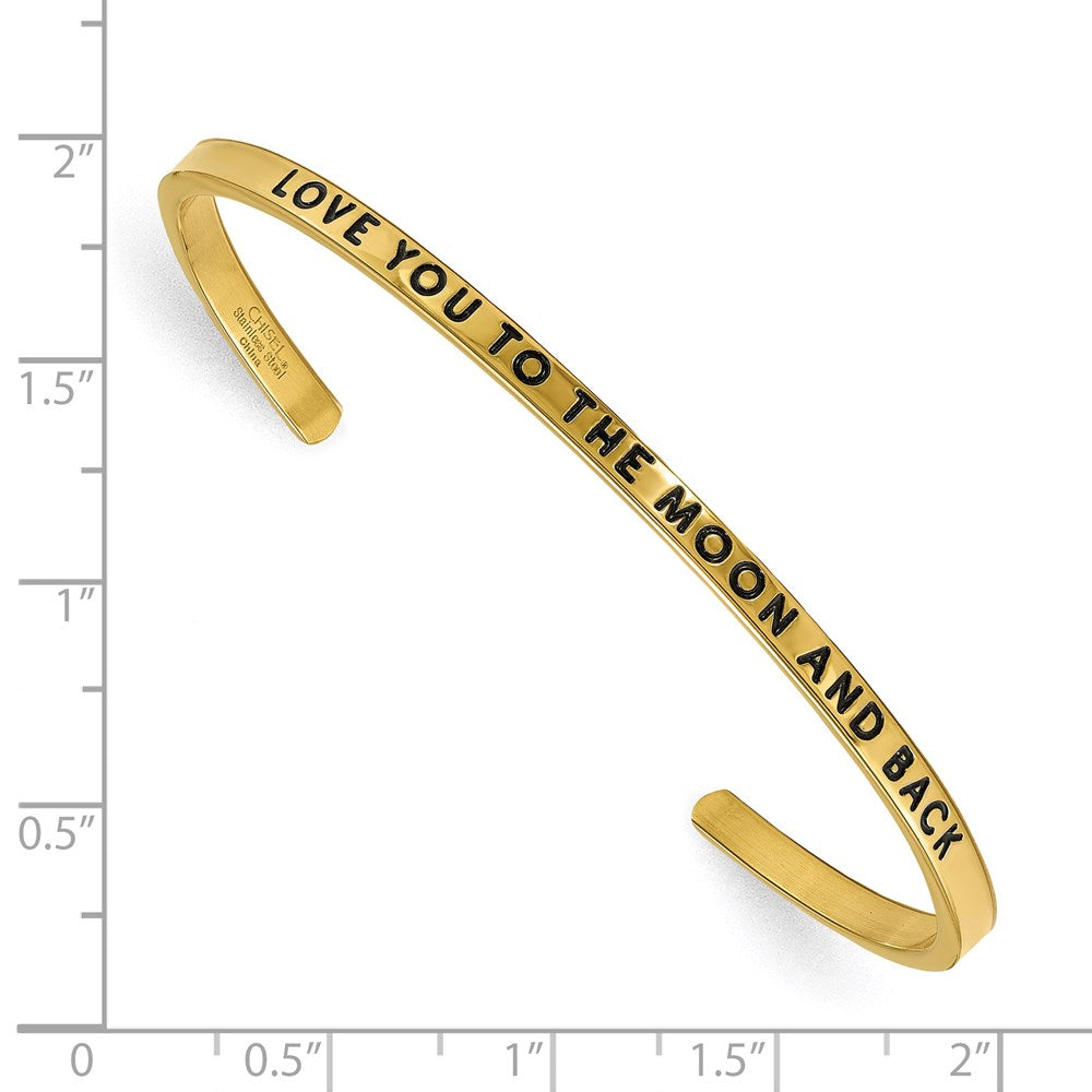 FJC Finejewelers Stainless Steel IP Plated Love You to the Moon and Back  Cuff Bangle 7 Inches x 3 mm
