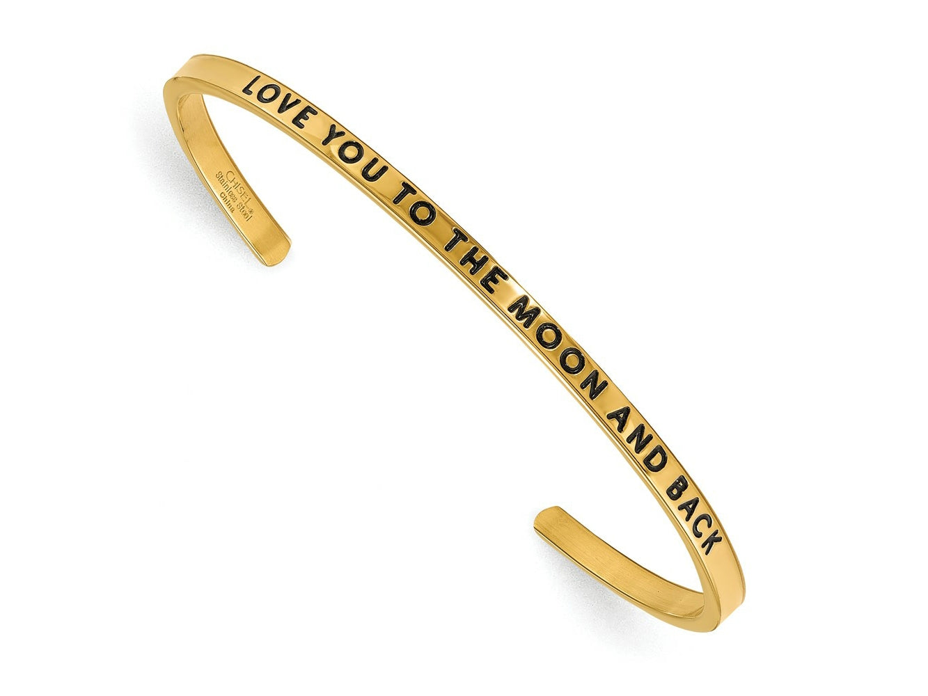 FJC Finejewelers Stainless Steel IP Plated Love You to the Moon and Back  Cuff Bangle 7 Inches x 3 mm