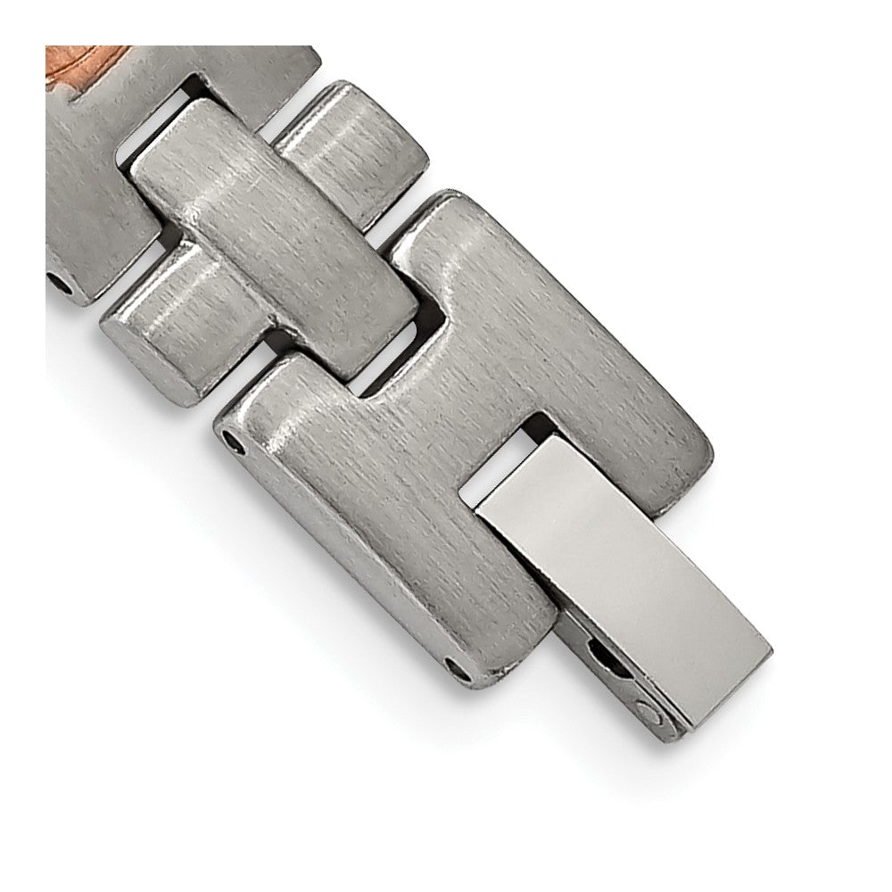 FJC Finejewelers Stainless Steel Link Brushed Rose IP-plated with CZ Bracelet 8.5 Inches x 11.2 mm