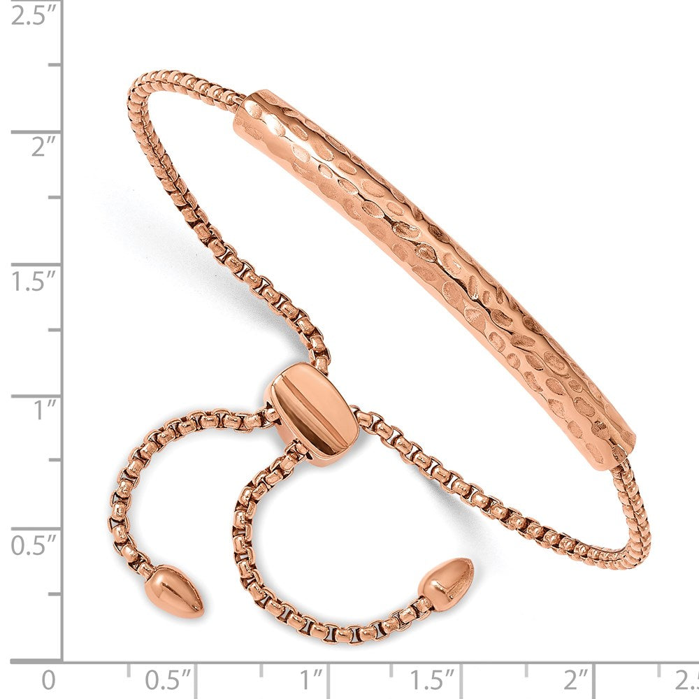 FJC Finejewelers Stainless Steel Box Polished Hammered Rose IP-plated Adjustable Bar Bracelet 5.25 mm