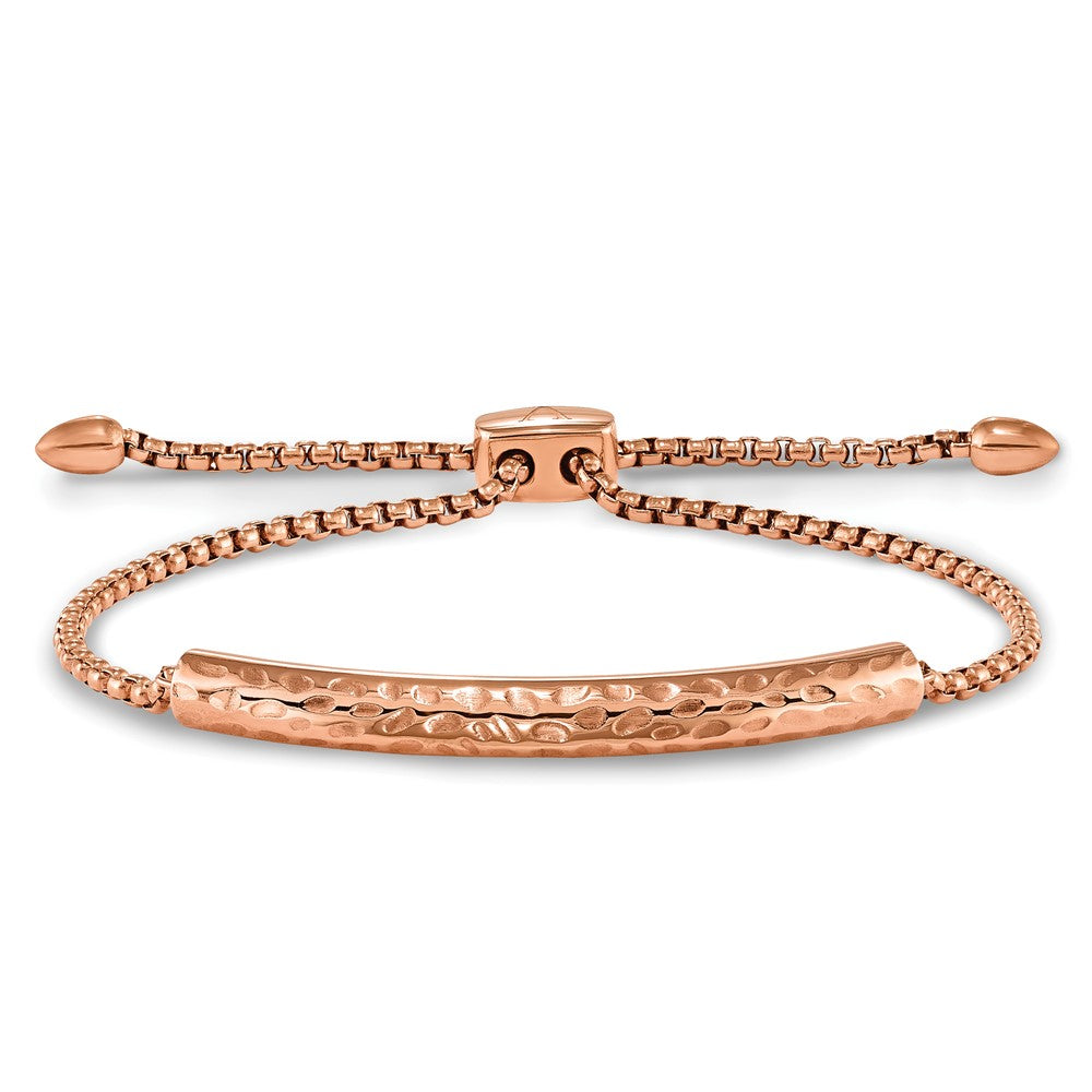 FJC Finejewelers Stainless Steel Box Polished Hammered Rose IP-plated Adjustable Bar Bracelet 5.25 mm