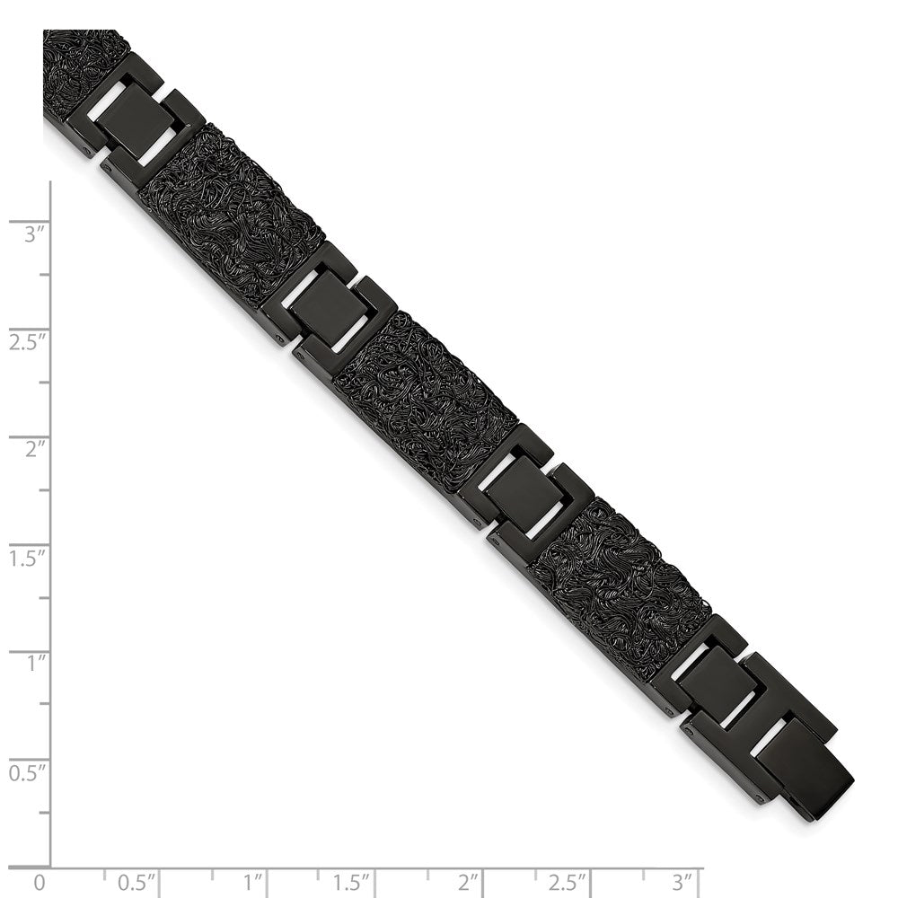 FJC Finejewelers Stainless Steel Link Black IP-plated Wire Inlay 8.5in Bracelet 8.5 Inches x 12.29 mm