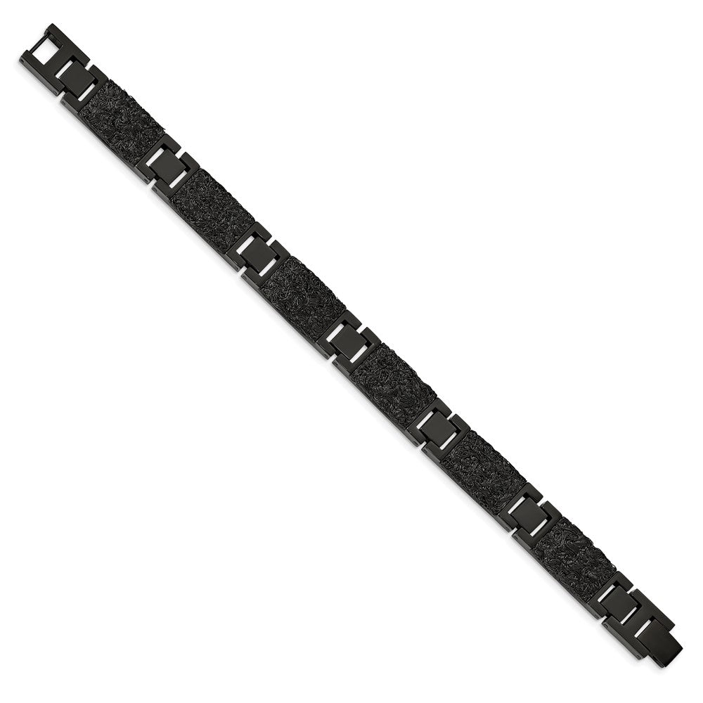 FJC Finejewelers Stainless Steel Link Black IP-plated Wire Inlay 8.5in Bracelet 8.5 Inches x 12.29 mm