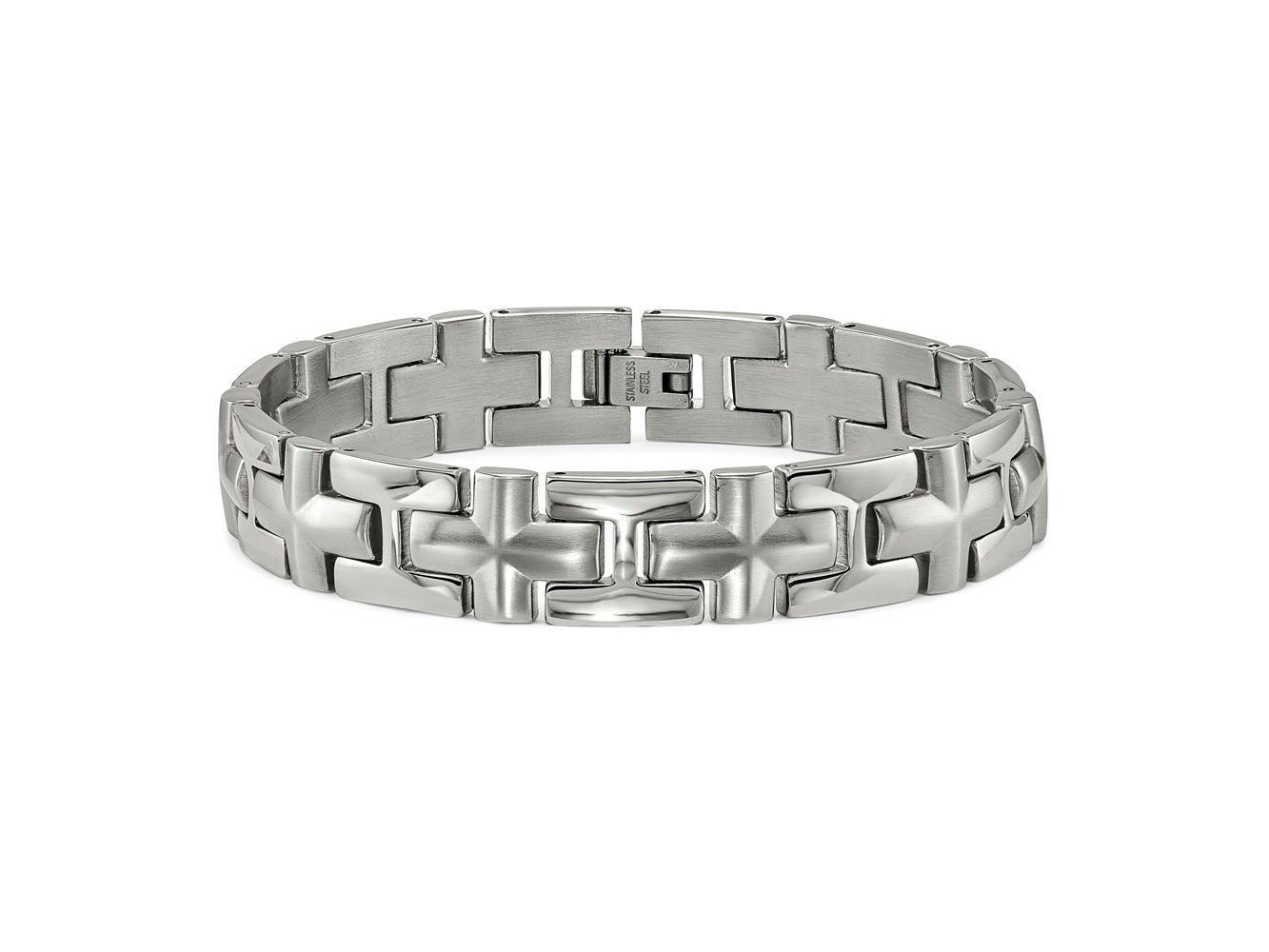 FJC Finejewelers Stainless Steel Link Brushed and Polished 8.5in Bracelet 8.5 Inches x 12.92 mm