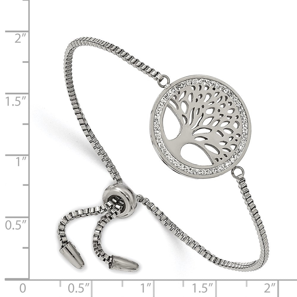 FJC Finejewelers Stainless Steel Box Polished Preciosa Crystal Tree of Life Adjustable Bracelet 22.5 mm