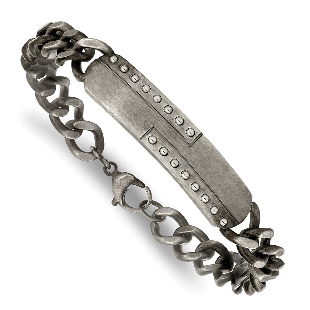 FJC Finejewelers Stainless Steel Curb Matte Finish Gun Metal IP-plated 9in ID Bracelet 9 Inches x 9.9 mm
