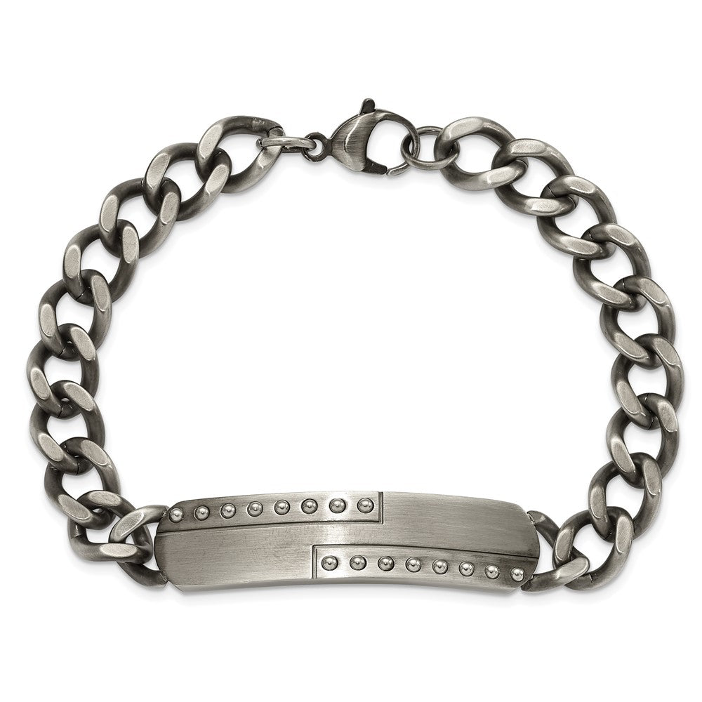 FJC Finejewelers Stainless Steel Curb Matte Finish Gun Metal IP-plated 9in ID Bracelet 9 Inches x 9.9 mm