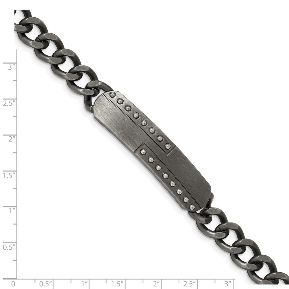 FJC Finejewelers Stainless Steel Curb Matte Finish Gun Metal IP-plated 9in ID Bracelet 9 Inches x 9.9 mm