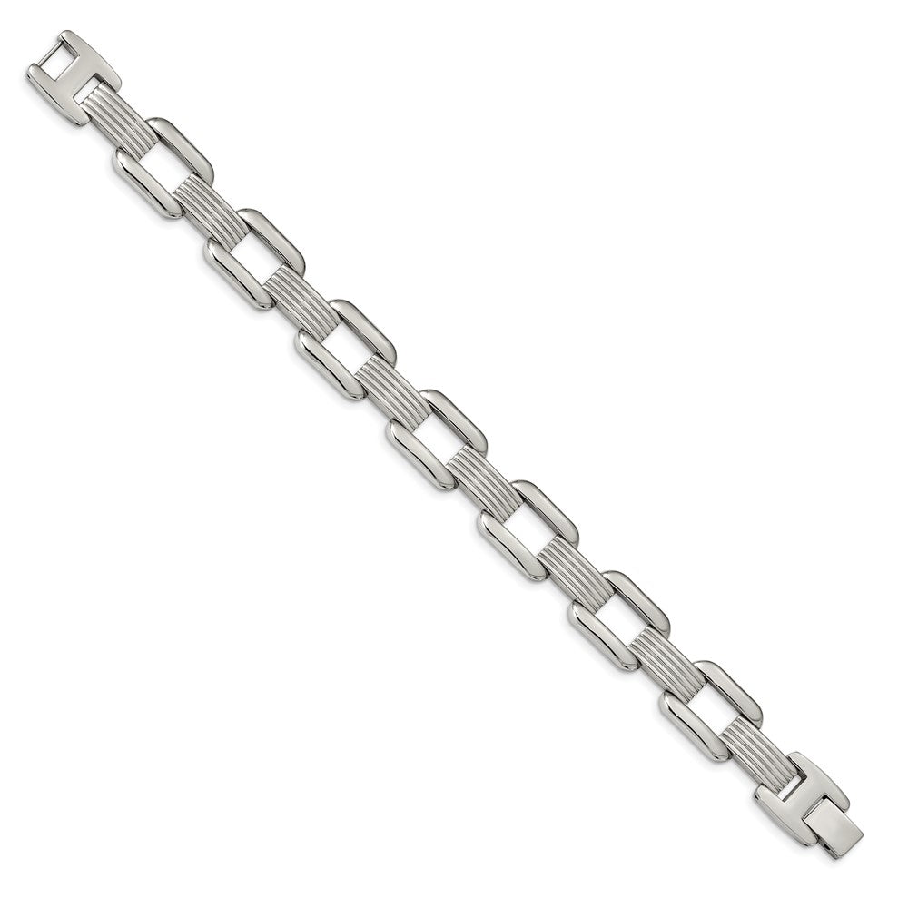 FJC Finejewelers Stainless Steel Contemporary Square Open Link Bracelet 8.5 Inches x 14.1 mm