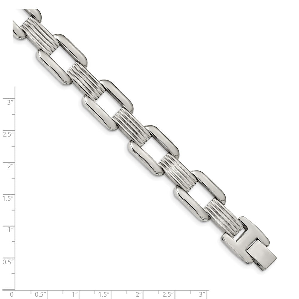 FJC Finejewelers Stainless Steel Contemporary Square Open Link Bracelet 8.5 Inches x 14.1 mm