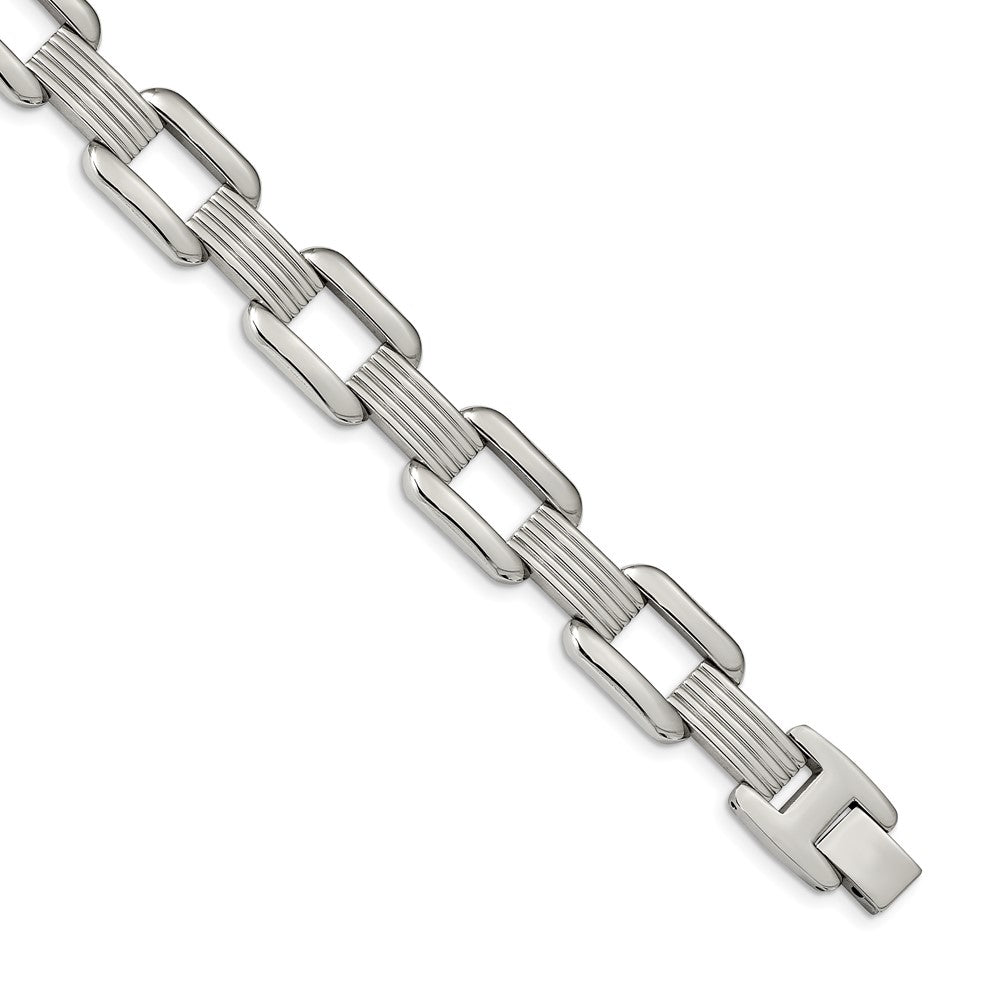 FJC Finejewelers Stainless Steel Contemporary Square Open Link Bracelet 8.5 Inches x 14.1 mm