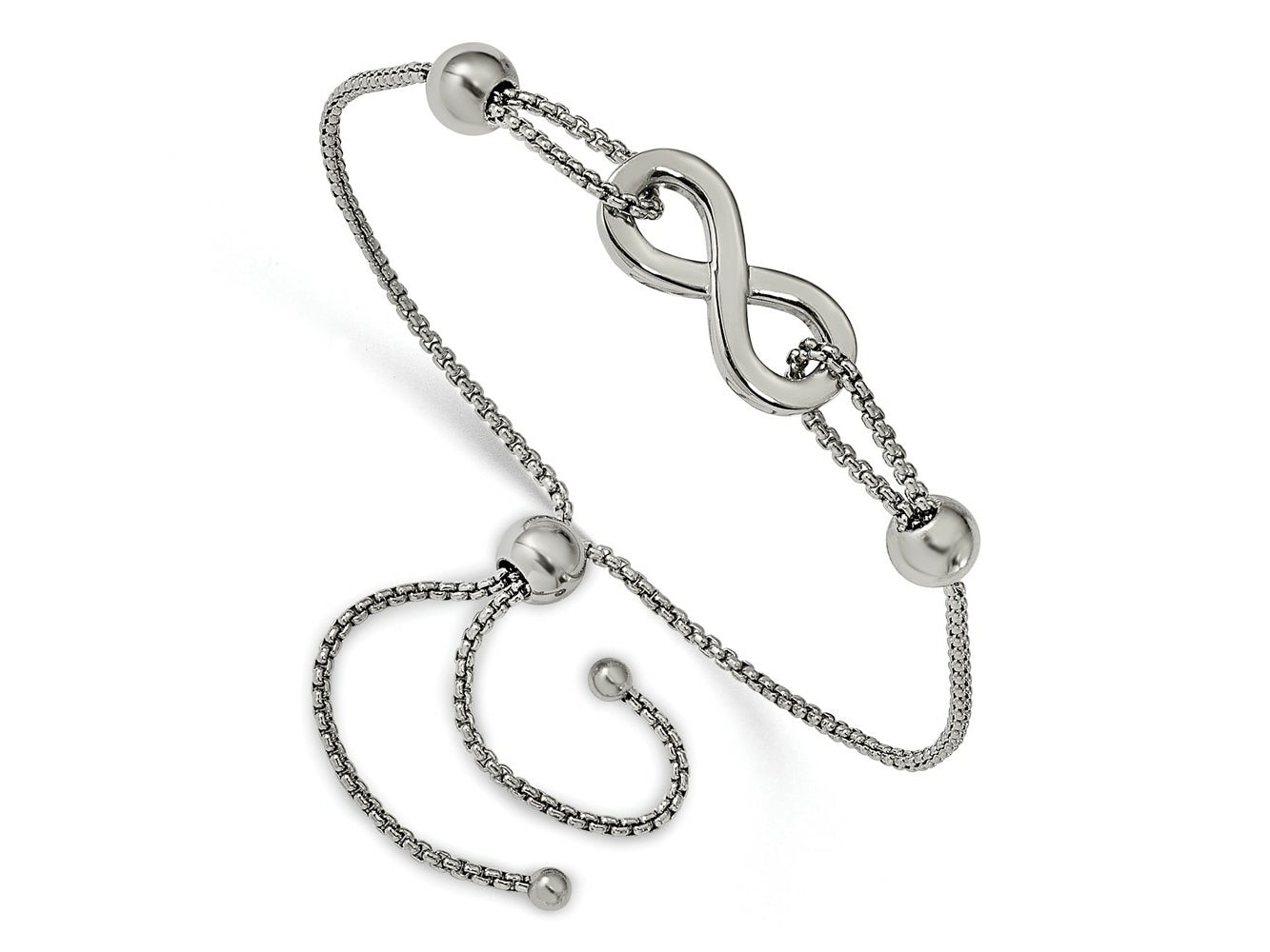 FJC Finejewelers Stainless Steel Box Polished Infinity Symbol Adjustable Bracelet 9 mm