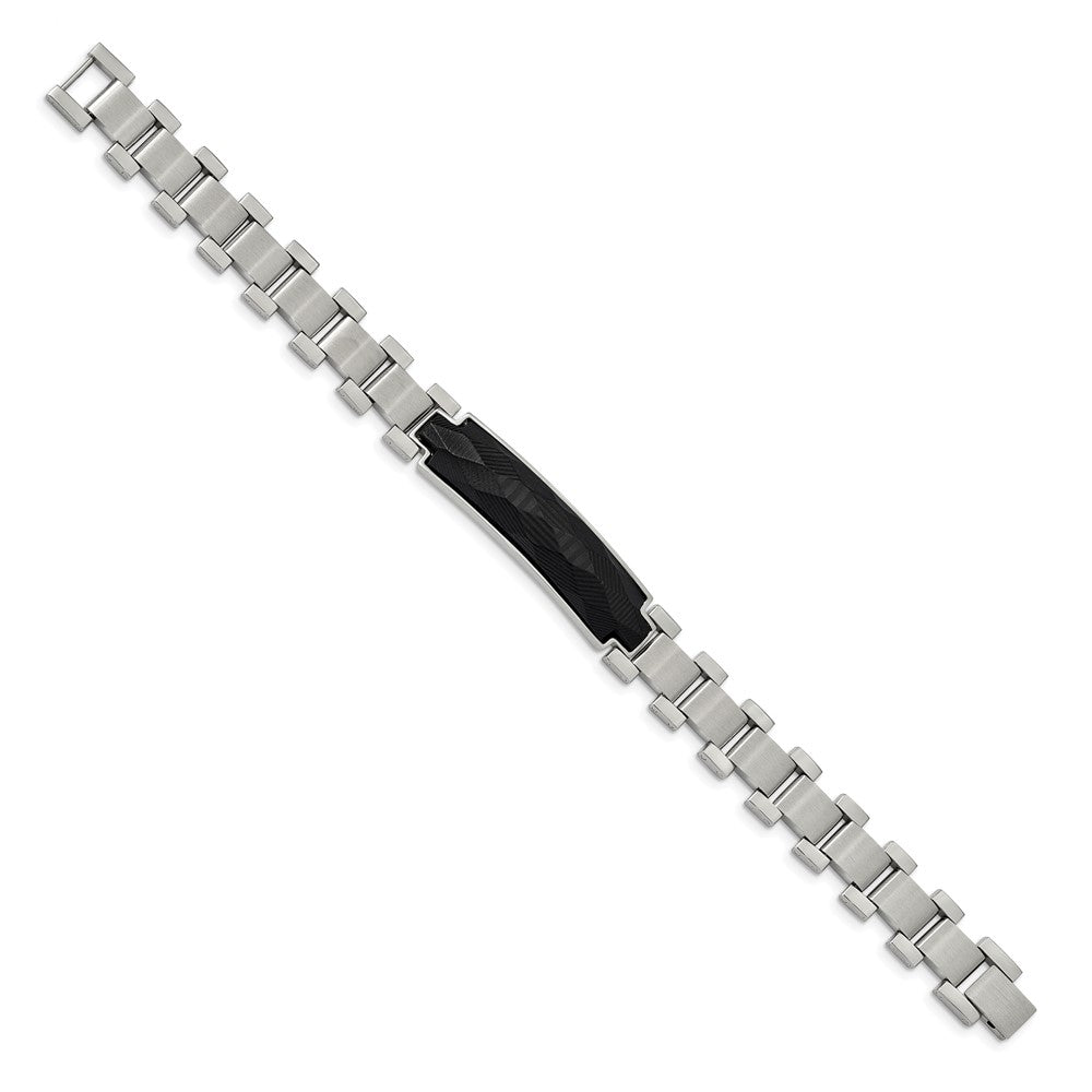 FJC Finejewelers Stainless Steel Link 8.25in Brushed and Solid Carbon Fiber Inlay Bracelet 8.25 Inches x 11.57 mm
