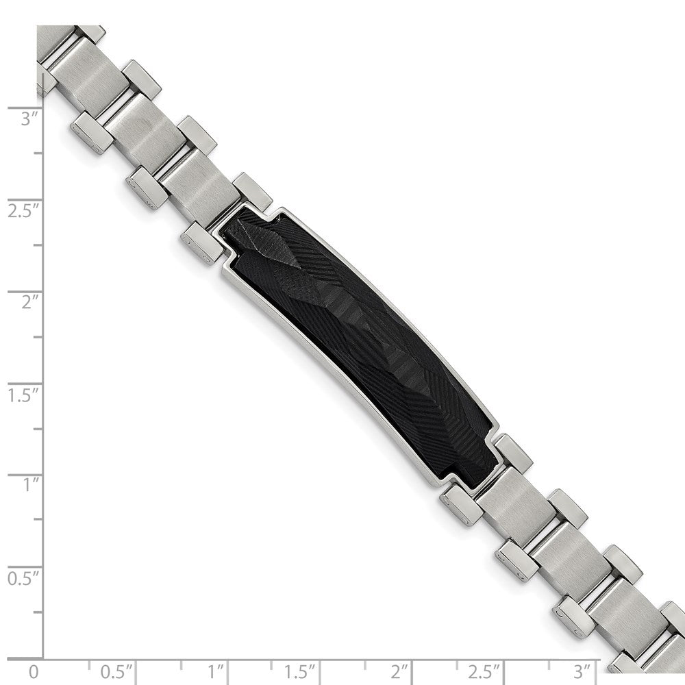 FJC Finejewelers Stainless Steel Link 8.25in Brushed and Solid Carbon Fiber Inlay Bracelet 8.25 Inches x 11.57 mm