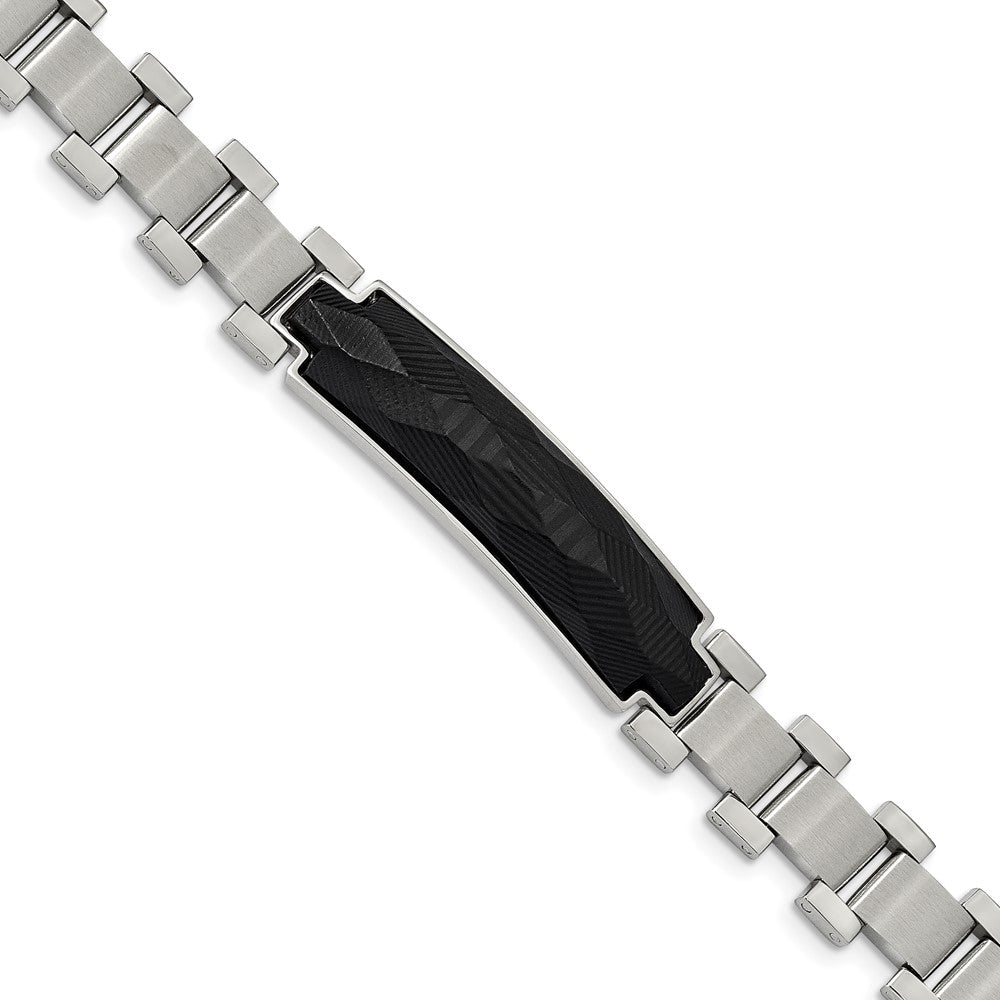 FJC Finejewelers Stainless Steel Link 8.25in Brushed and Solid Carbon Fiber Inlay Bracelet 8.25 Inches x 11.57 mm