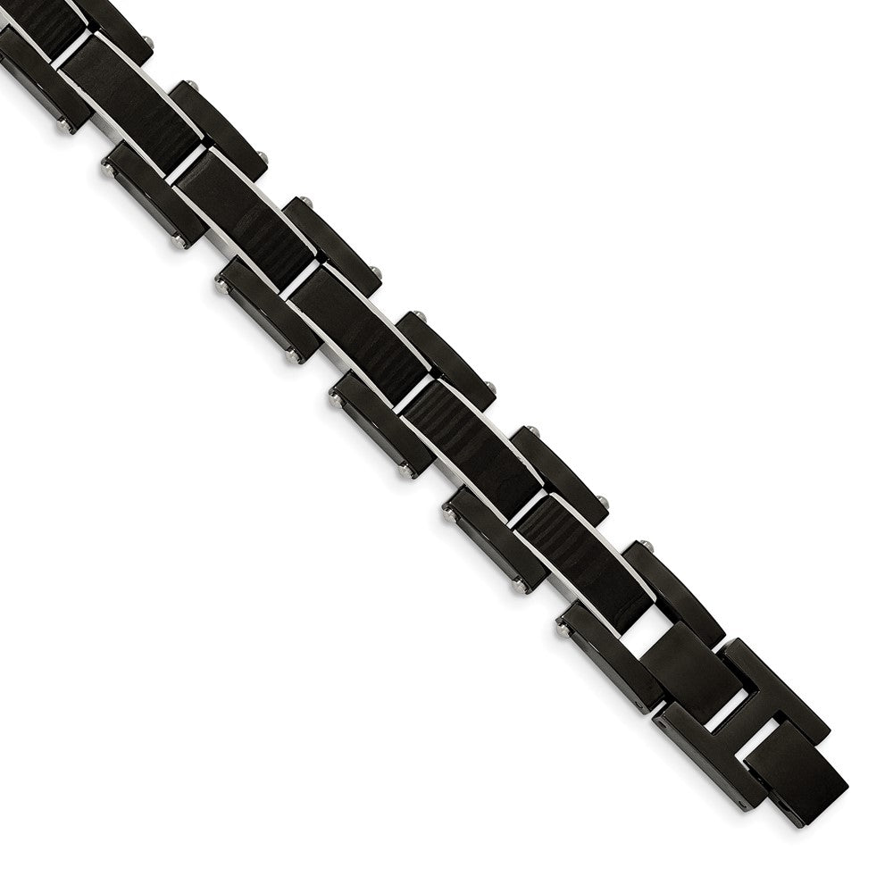 FJC Finejewelers Stainless Steel Link Black IP with Solid Carbon Fiber Inlay Bracelet 8.5 Inches x 14.84 mm