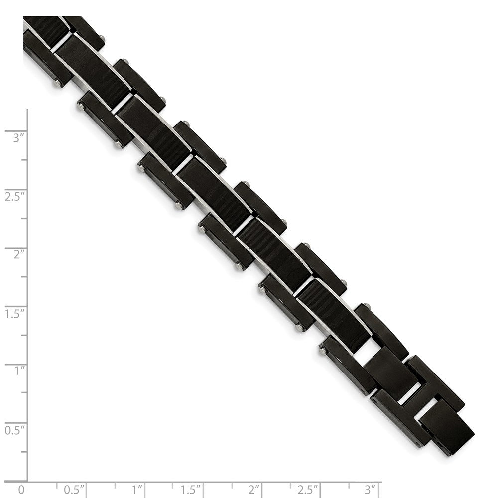 FJC Finejewelers Stainless Steel Link Black IP with Solid Carbon Fiber Inlay Bracelet 8.5 Inches x 14.84 mm