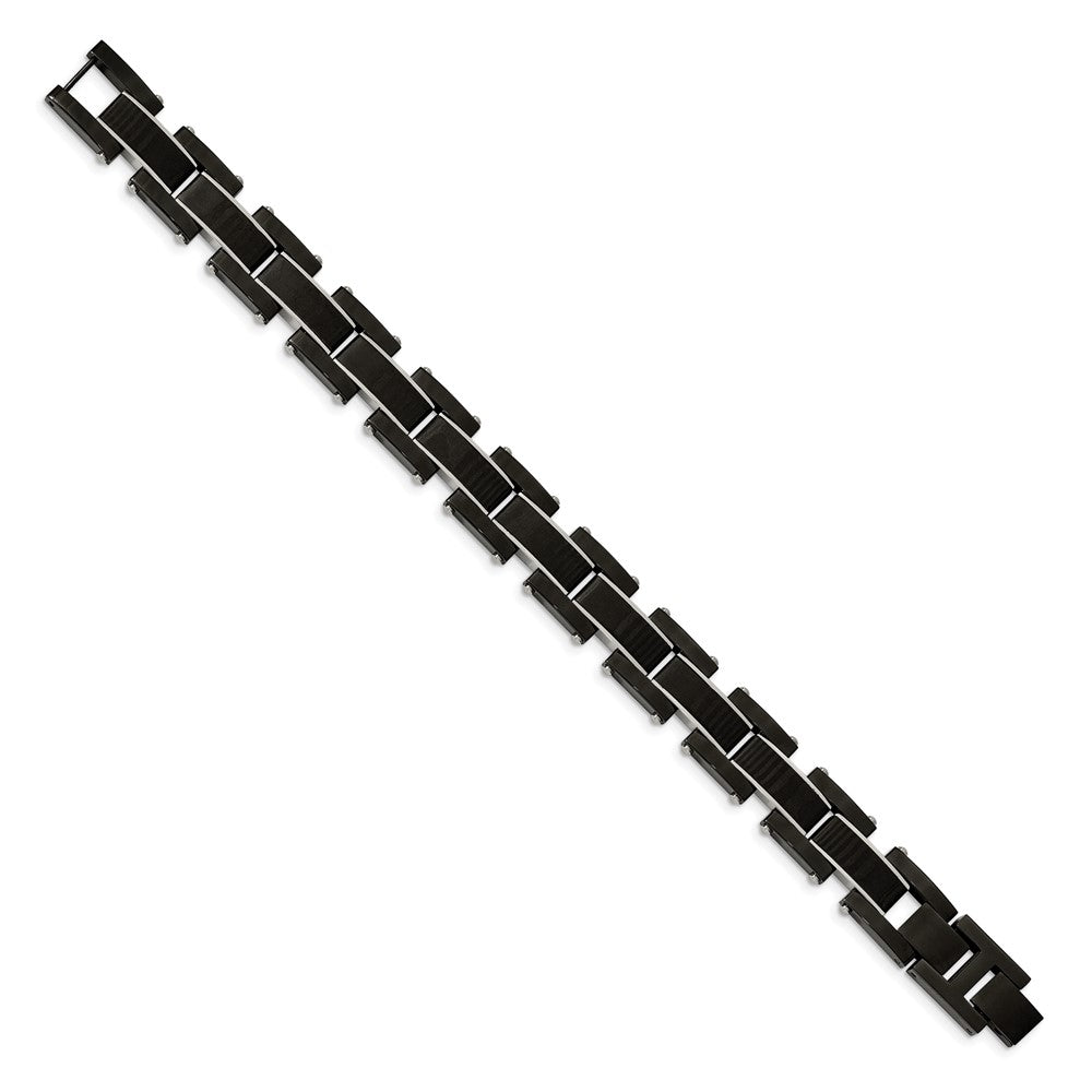 FJC Finejewelers Stainless Steel Link Black IP with Solid Carbon Fiber Inlay Bracelet 8.5 Inches x 14.84 mm