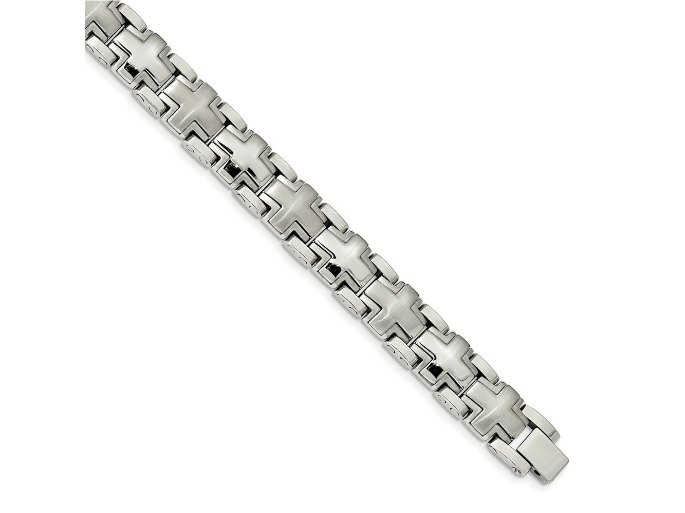 FJC Finejewelers Stainless Steel Contemporary Brushed and Cross 8.25in Heavy Link Bracelet 8.25 Inches x