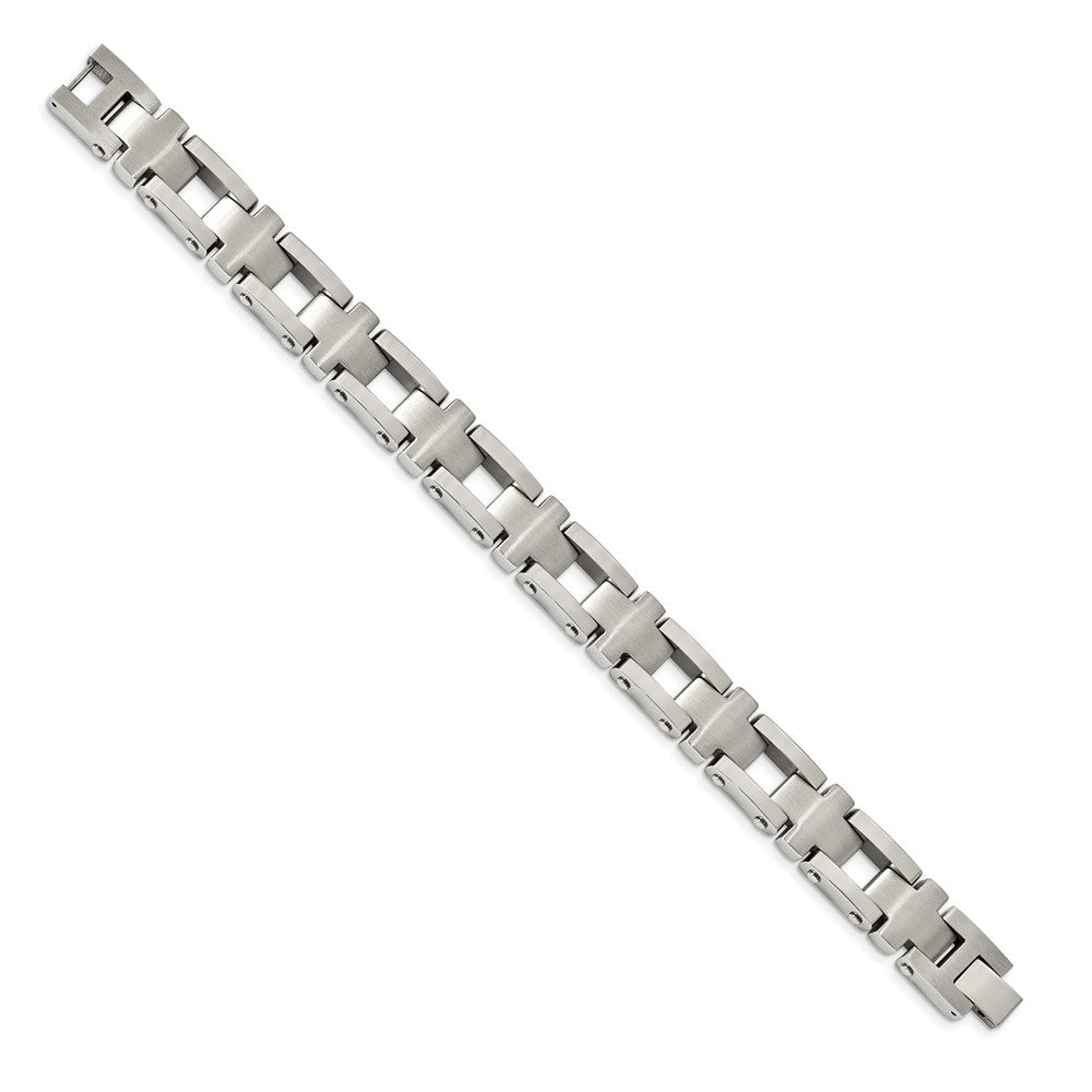 FJC Finejewelers Stainless Steel Link Brushed and Cross 8.5in Bracelet 8.5 Inches x 14.41 mm