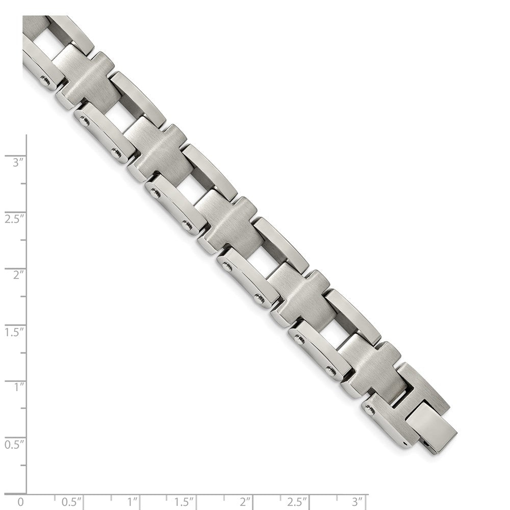 FJC Finejewelers Stainless Steel Link Brushed and Cross 8.5in Bracelet 8.5 Inches x 14.41 mm