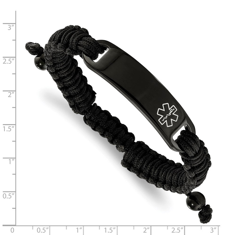 FJC Finejewelers Stainless Steel Enameled Black IP Nylon Adjustable Medical ID Bracelet 7.5 Inches x 13.19 mm
