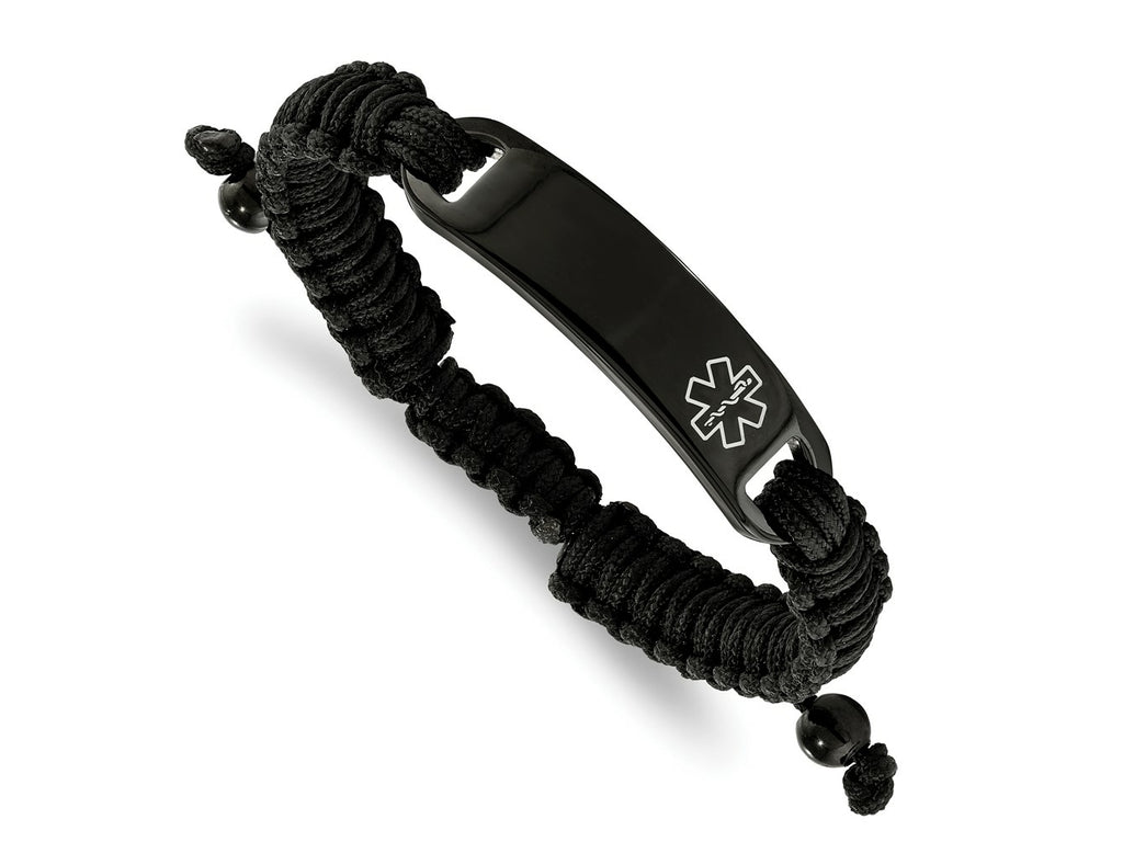 FJC Finejewelers Stainless Steel Enameled Black IP Nylon Adjustable Medical ID Bracelet 7.5 Inches x 13.19 mm