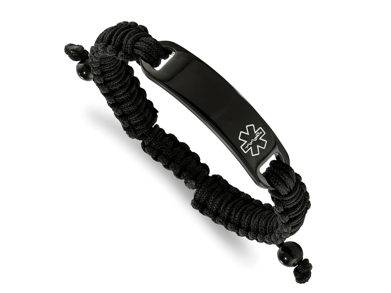 FJC Finejewelers Stainless Steel Enameled Black IP Nylon Adjustable Medical ID Bracelet 7.5 Inches x 13.19 mm