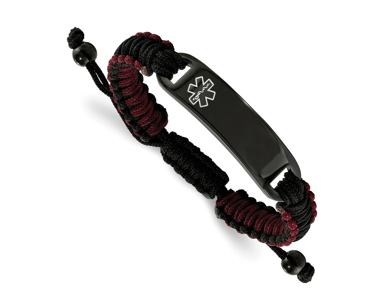 FJC Finejewelers Stainless Steel Enameled Black IP Black and Red Nylon Medical ID Bracelet 7.25 Inches x 11.58 mm