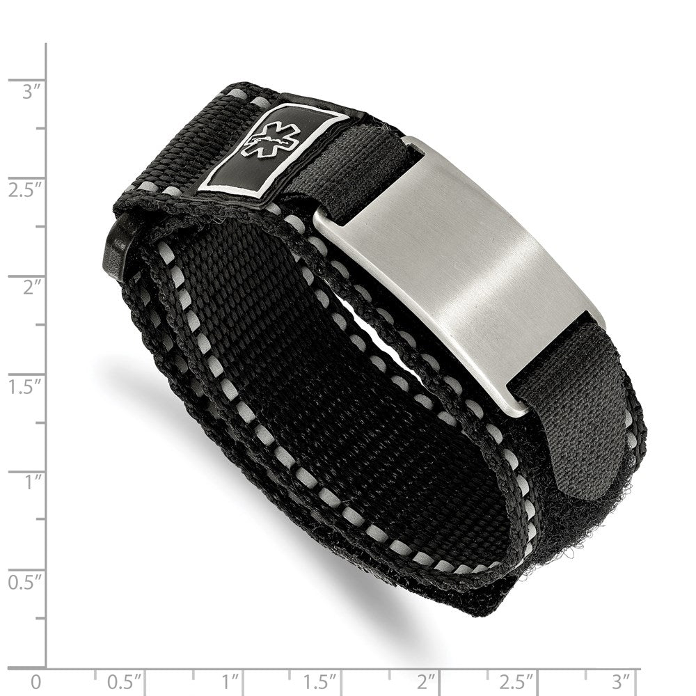 FJC Finejewelers Stainless Steel Brushed Black Nylon with Adj. Velcro Close Medical Bracelet 5.75 Inches x 20.04 mm