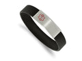 FJC Finejewelers Stainless Steel Brushed with Red Enamel Silicone Stretch Medical ID Bracelet 7.5 Inches x 13.78 mm