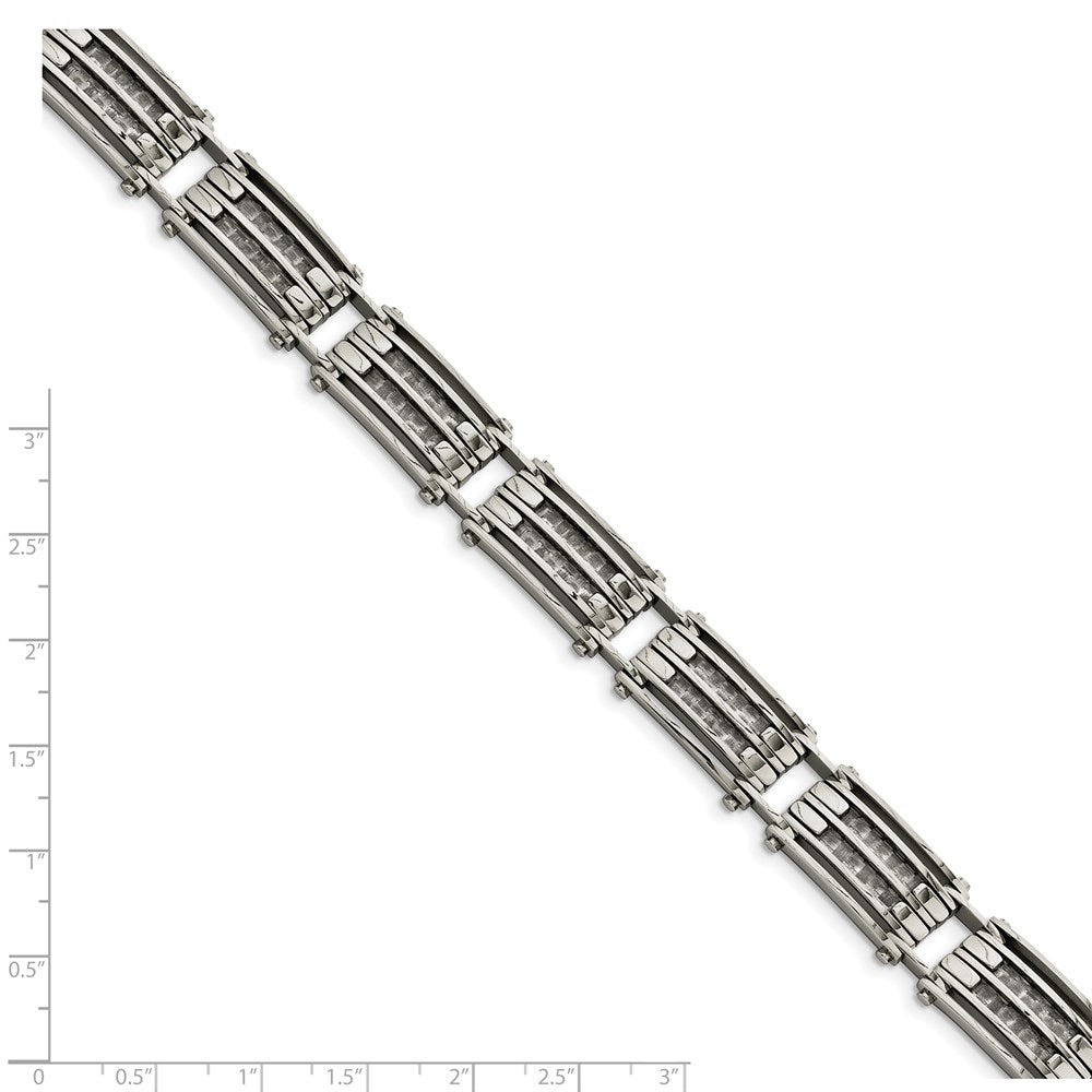 FJC Finejewelers Stainless Steel Link with Carbon Fiber Inlay Bracelet 8.25 Inches x 11.6 mm